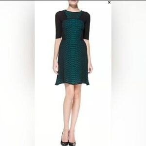 Missoni Short Sleeve Sweater Dress Black and Teal Medium